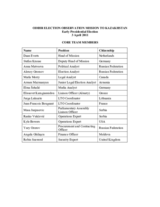 Kazakhstan, Early Presidential Election, 3 April 2011: Members of the Core Team