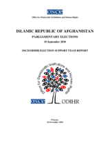 Afghanistan, Parliamentary Elections, 18 September 2010: Election Support Team Report