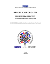 Croatia, Presidential Election, 27 December 2009 and 10 January 2010: Final Report