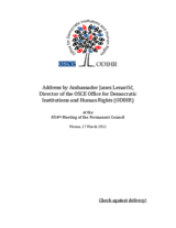 Address by Ambassador Janez Lenarčič, Director of the OSCE Office for Democratic Institutions and Human Rights Address by Ambassador Janez Lenarčič, Director of the OSCE Office for Democratic Institutions and Human Rights