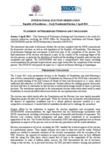 Kazakhstan, Early Presidential Election, 3 April 2011: Preliminary Statement