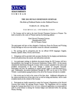 Human Dimension Seminar on the Role of Political Parties in the Political Process, 18-20 May 2011: Technical Information