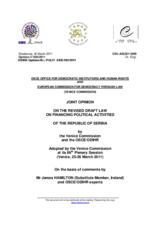 Joint Opinion on the Revised Draft Law on Financing Political Activities of the Republic of Serbia