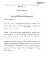 Lithuanian OSCE Chairmanship closing remarks