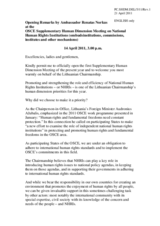 Opening Remarks by Amb. Norkus, Chairperson of the OSCE Permanent Council