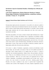 Introductory Speech by Ms. Dzumhur, Ombudsperson, Bosnia and Herzegovina