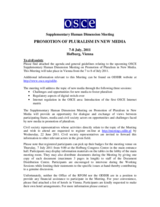 Supplementary Human Dimension Meeting on the Promotion of Pluralism in New Media: Information for Civil Society