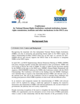 OSCE Conference for National Human Rights Institutions (ombuds institutions, human rights commissions, institutes and other mechanisms) in the OSCE area: Background Note
