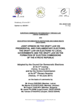 Kyrgyzstan: Joint Opinion on the Draft Law on Presidential and Parliamentary Elections, the Draft Law on Elections to Local Governments and the Draft Law on the Formation of Election Commissions