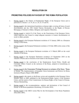 OSCE Parliamentary Assembly Resolution on Promoting Policies in Favour of the Roma Population