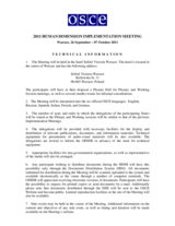 Human Dimension Implementation Meeting, 26 September - 7 October 2011: Technical Information
