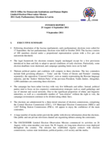 Latvia, Early Parliamentary Elections, 17 September 2011: Interim Report