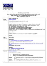Human Dimension Implementation Meeting Warsaw, 26 September – 07 October 2011: Timetable (Sessions, Side Events, Speakers)