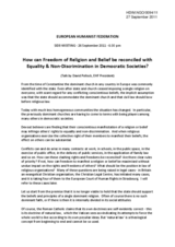 How can Freedom of Religion and Belief be reconciled with Equality & Non‐Discrimination in Democratic Societies?