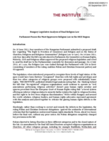 Hungary Legislative Analysis of Final Religion Law