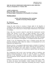 Activity of the Ombudsman of the Azerbaijan Republic in Ensuring of Human Rights