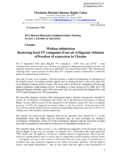 Removing local TV companies from air is flagrant violation of freedom of expression in Ukraine