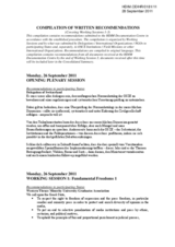 Compilation of Written Recommendations (Working Sessions 1-3)