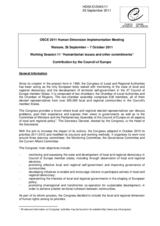 Contribution by the Council of Europe for Working Session 11: &ldquo;Humanitarian issues and other commitments&rdquo;