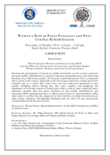 Women&rsquo;s Role in Peace Processes and Post-Conflict Rehabilitation