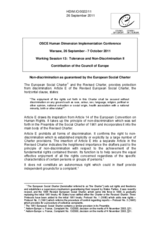 Non-discrimination as guaranteed by the European Social Charter