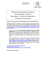 Promotion of mutual respect and understanding through intercultural education