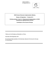 Follow-up to the Strasbourg Declaration on Roma by the Special Representative of the Secretary General of the Council of Europe for Roma Issues