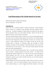 Legal Disadvantages of the Turkish minority in Germany