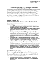 Compilation of Written Recommendations (Working Sessions 12-15)