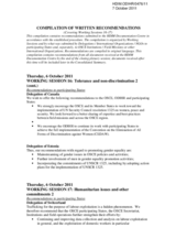 Compilation of Written Recommendations (Working Sessions 16-17)