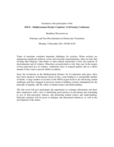 OSCE-Mediterranean Partner Countries’ Civil Society Conference, 4-5 December 2011: Invitation to Breakfast Discussion on Tolerance and Non-Discrimination in Democratic Transitions