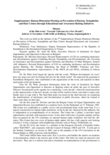 Minutes of the Side-event: &ldquo;Towards Tolerance in a New Decade&rdquo;, 11 November