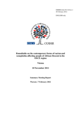 Roundtable on the contemporary forms of racism and xenophobia affecting people of African Descent in the OSCE region: Summary Meeting Report