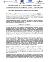 Ukraine, Presidential Election, Second Round, 21 November 2004: Preliminary Statement Ukraine, Presidential Election, Second Round, 21 November 2004: Preliminary Statement