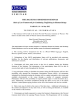 Human Dimension Seminar on Rule of Law Framework for Combating Trafficking in Human Beings, 14-16 May 2012: Technical Information