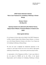 Opening remarks to be delivered by Ms. Martina Feeney, Deputy Head of Mission, Permanent Mission of Ireland to the OSCE