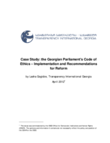 Background Paper: The Georgian Parliament's Code of Ethics – Implementation and Recommendations for Reform, April 2012