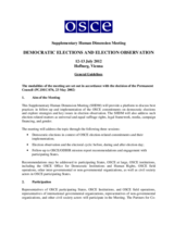 Supplementary Human Dimension Meeting on Democratic Elections and Election Observation, 12-13 July 2012: General Guidelines