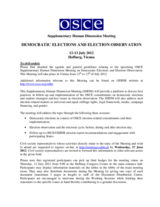 Supplementary Human Dimension Meeting on Democratic Elections and Election Observation, 12-13 July 2012: Information for Civil Society