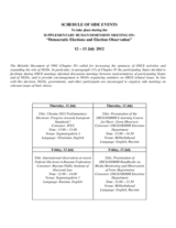 Supplementary Human Dimension Meeting on Democratic Elections and Election Observation, 12-13 July 2012: Schedule of Side Events