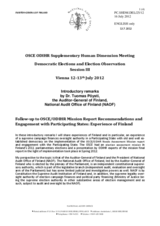 Introductory Remarks by Mr. Tuomas Poeysti, the Auditor General, National Audit Office