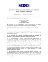 Human Dimension Implementation Meeting 2012: Technical Information