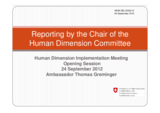Reporting by the Chair of the Human Dimension Committee