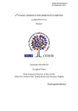 Opening Remarks by Douglas Wake, First Deputy Director of OSCE/ODIHR