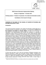 Overview of the Work of the Council of Europe in the Media and Information Society Field