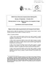 Migrant workers rights as guaranteed by the European Social Charter