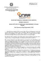 Roma/Sinti and, in Particular, Empowerment of Roma Women