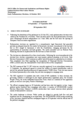 Montenegro, Early Parliamentary Elections, 14 October 2012: Interim Report