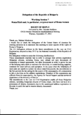 Right of Reply from Bulgaria