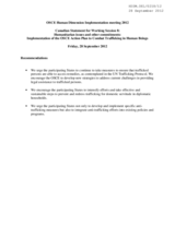 Canadian Recommendations for Working Session 8